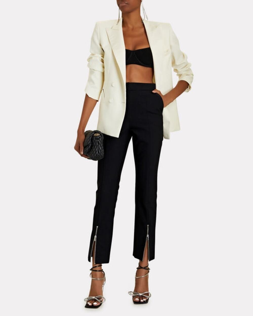 NWT Derek Lam 10 Crosby Van Zip Cuff Cropped Trouser Pant Black Size 4